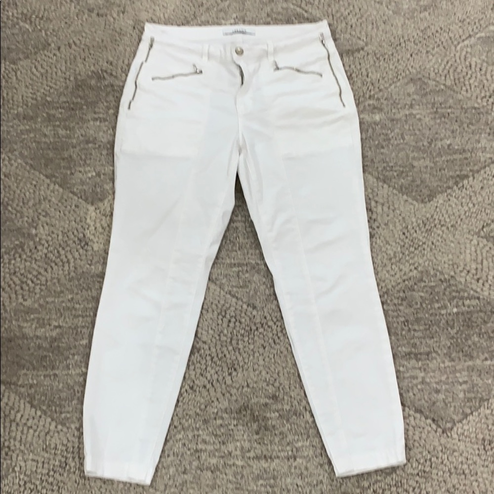 J brand White skinny leg with silver zippers